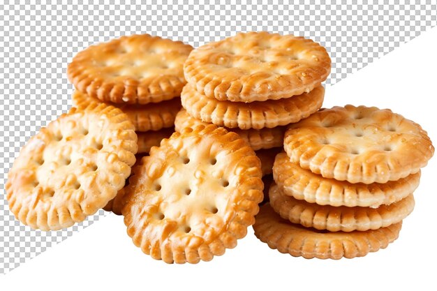 a bunch of crackers that are on a white background