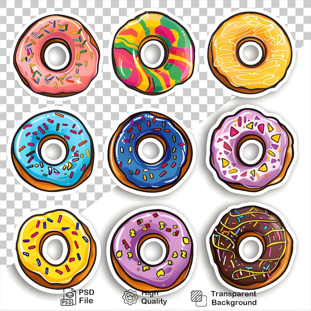 PSD a bunch of donuts with different colors and shapes