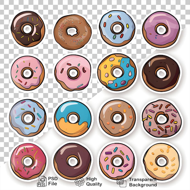 PSD a bunch of doughnuts that are on a checkered surface