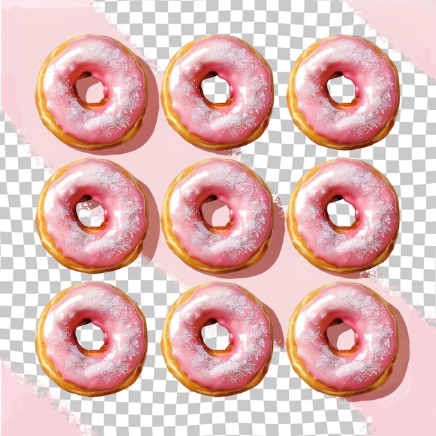 PSD a bunch of doughnuts that are on a checkered surface