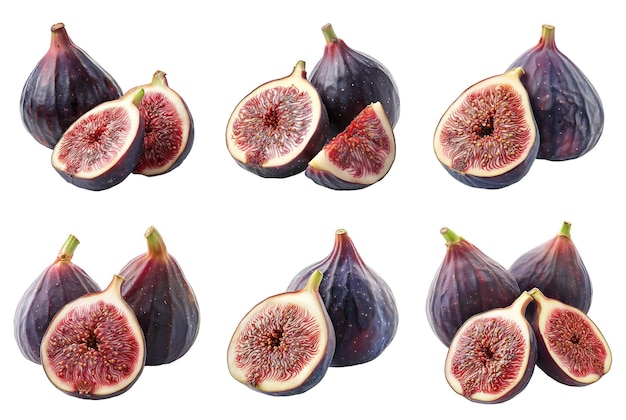 A Bunch of Figs with Green Stems and Deep Purple Skin