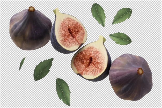 PSD a bunch of figs with leaves and the word melon on it