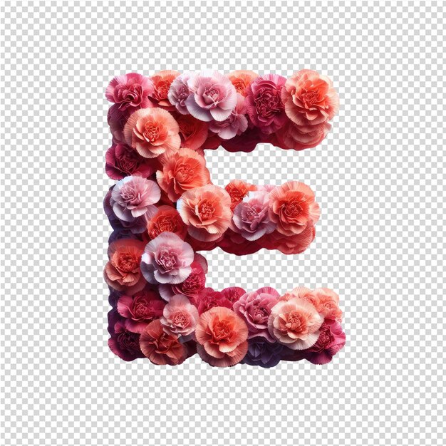 a bunch of flowers with the letter e on a transparent background