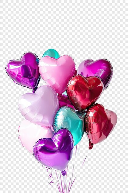 PSD a bunch of heart shaped balloons with a white background