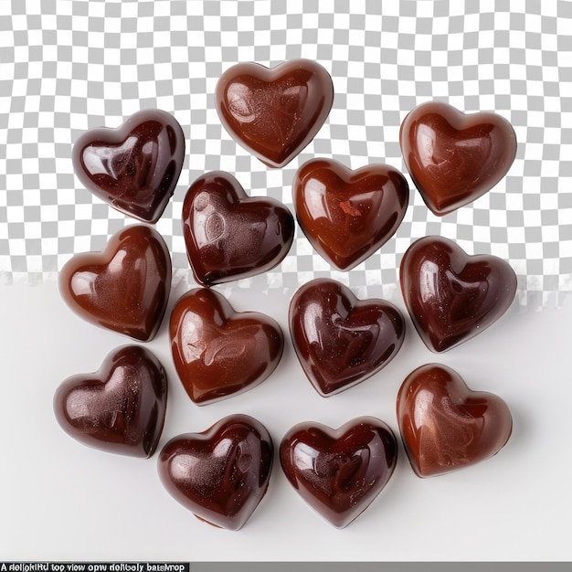 PSD a bunch of heart shaped chocolates are on a checkered background