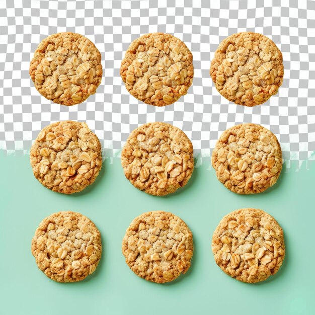 PSD a bunch of oatmeal cookies with a white background