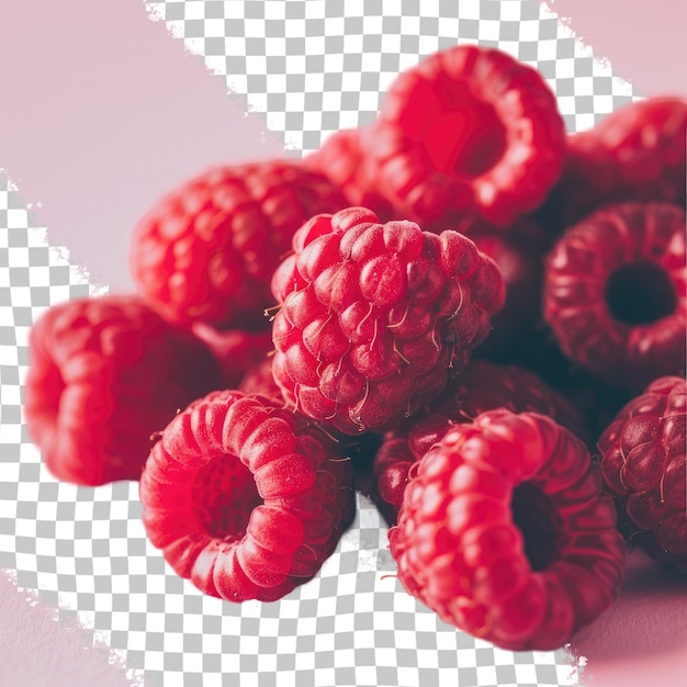 PSD a bunch of raspberries with a pink background