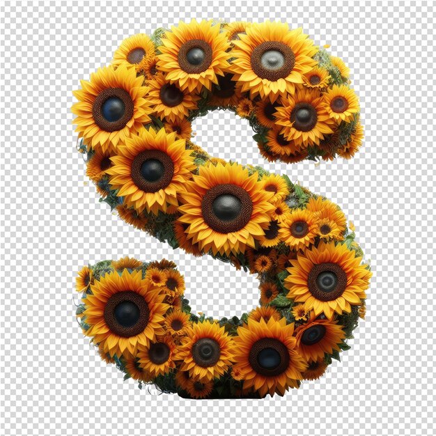 a bunch of sunflowers with the letter s on it