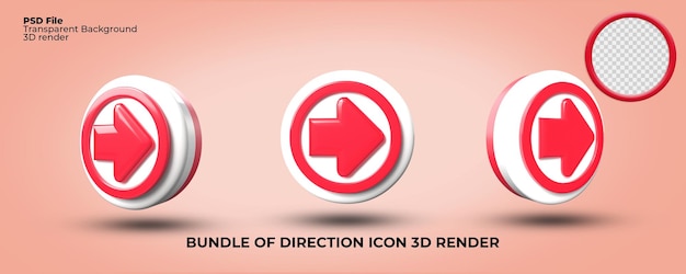 Bundle of 3D render direction LEFT arrow sign