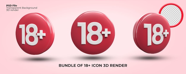 Bundle of 3D render icons 18 years adult