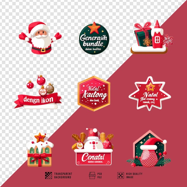 Bundle of Christmas icons without background HD quality