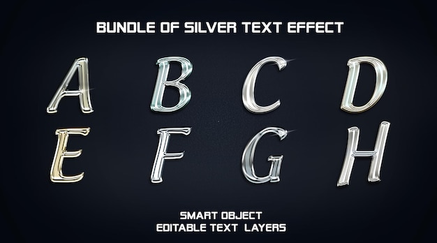 Bundle of silver text effect