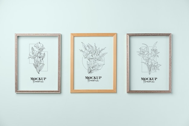 Bundle of various sizes frames mockup