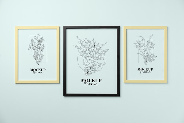 PSD bundle of various sizes frames mockup