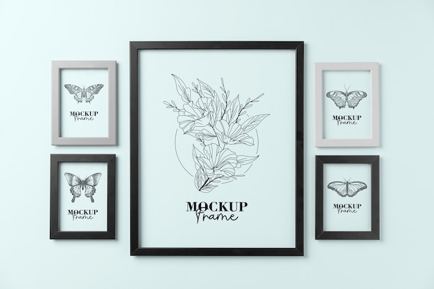 Bundle of various sizes frames mockup