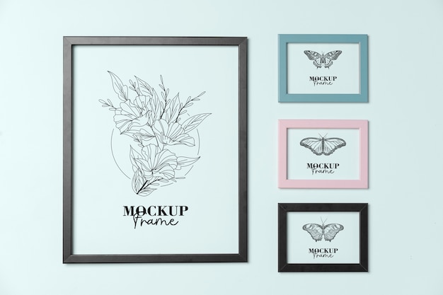 PSD bundle of various sizes frames mockup