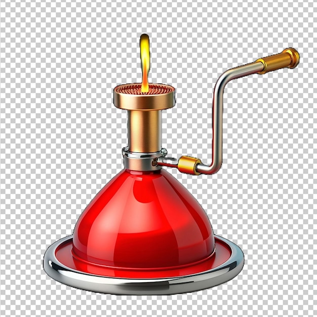 Bunsen burner in Red color white background