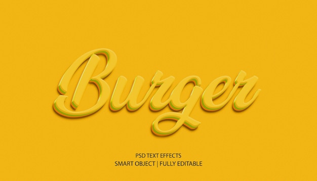 PSD burger 3d editable text effect premium psd