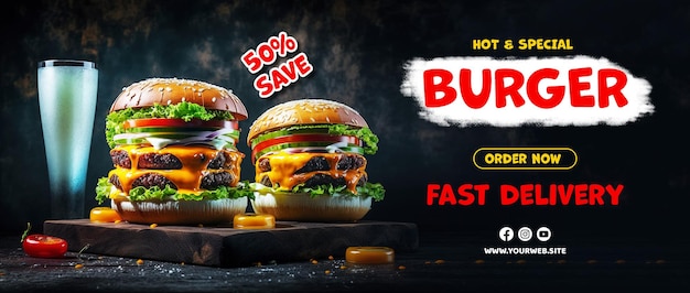 Burger ads burger posters with delicious burger background