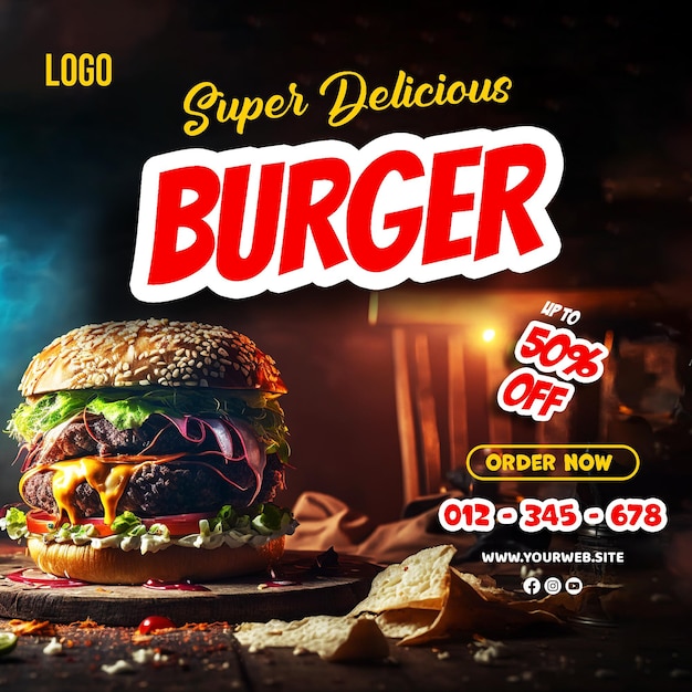 Burger ads burger posters with delicious burger background