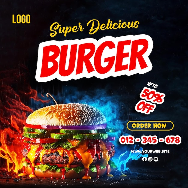 Burger ads burger posters with delicious burger background