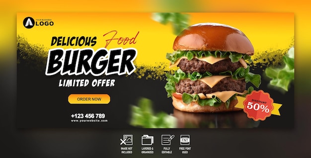 PSD burger banner mock up for social media