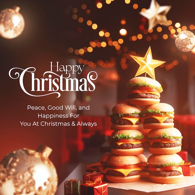 Burger Christmas Tree Fast food PSD template