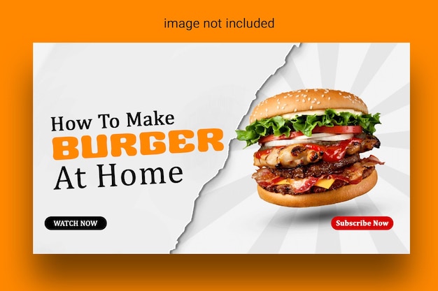 burger cooking youtube thumbnail and banner template