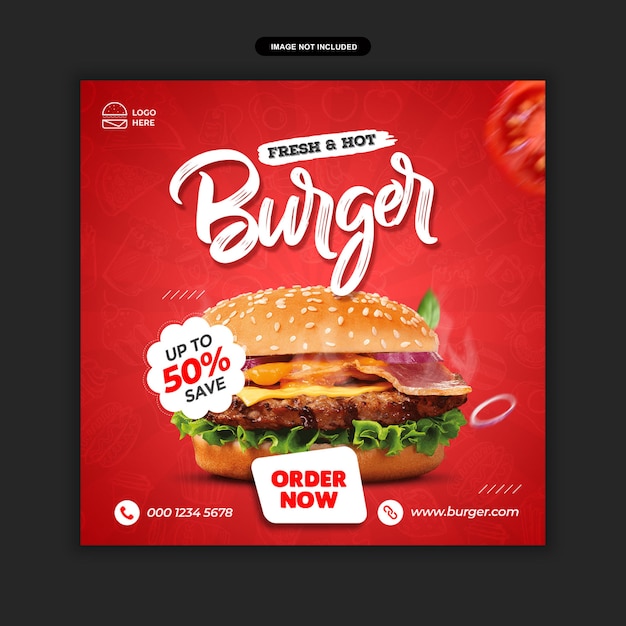 Burger or fast food menu social media banner template Premium Psd