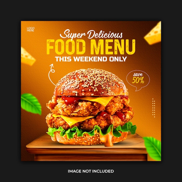 Burger or fast food menu social media banner template