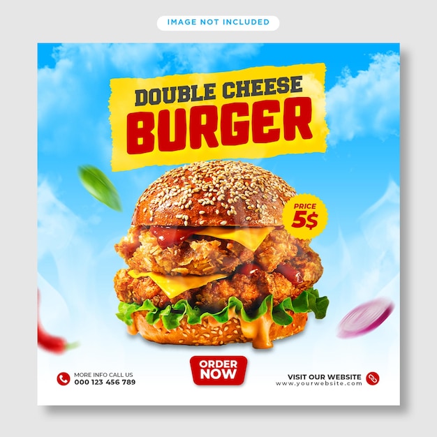 Burger fast food restaurant instagram post banner