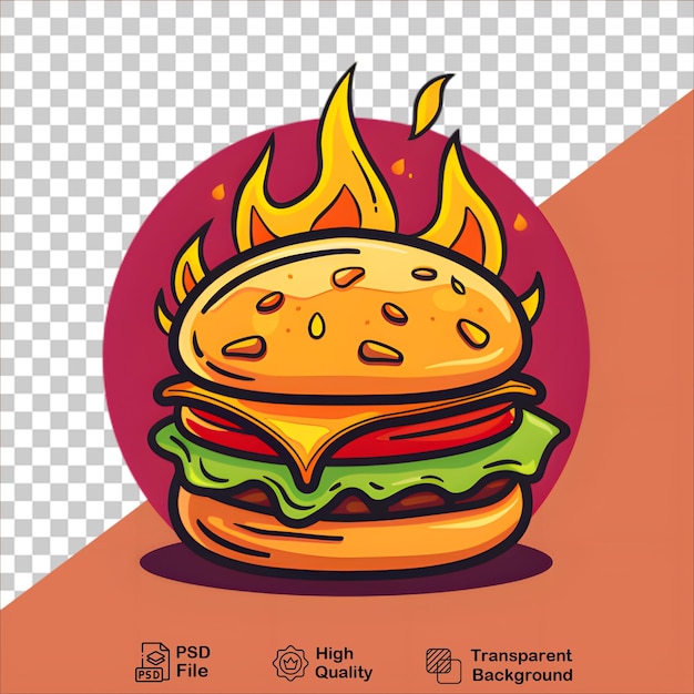 Burger on Fire Transparent Background