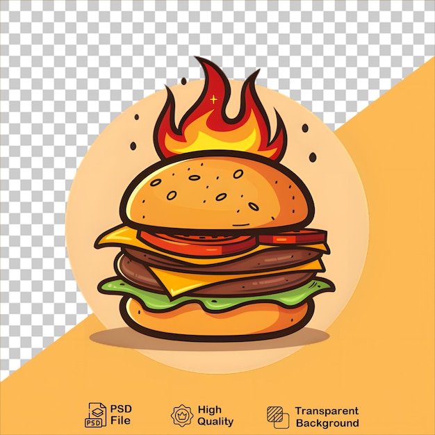 Burger on Fire Transparent Background