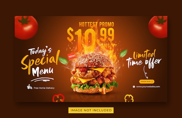 Burger food menu promotion web banner template