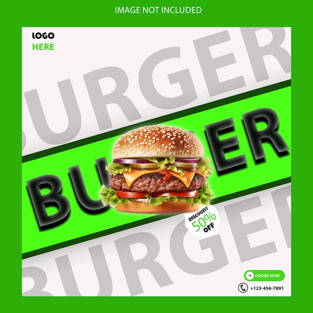 PSD burger and food menu social media banner template