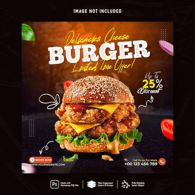 Burger Food social media banner post template