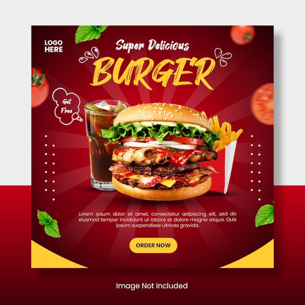 Burger instagram feed template banner