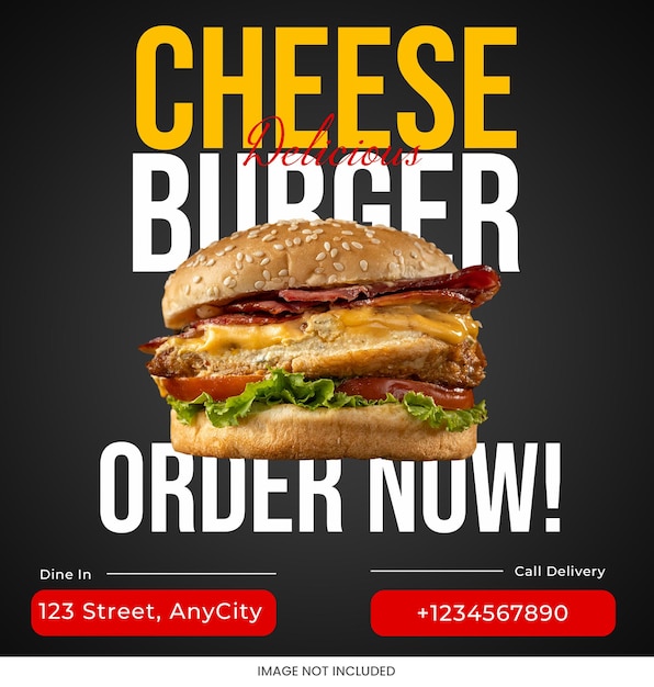 Burger Instagram Post Template Psd Design Special burger social media square template layout