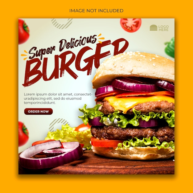 Burger menu promotion social media banner template