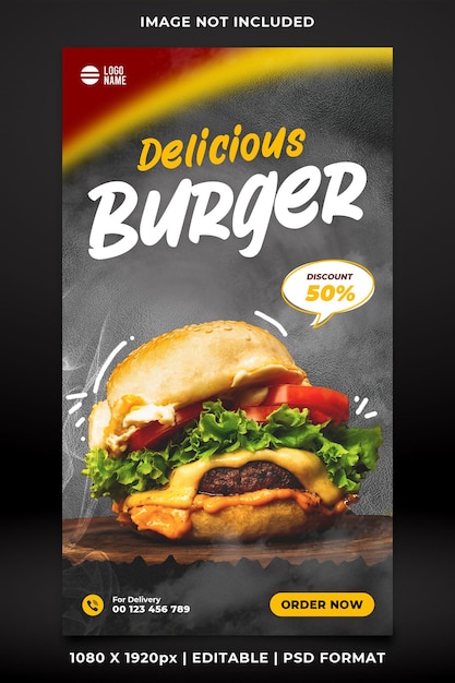 Burger menu special offer social media story