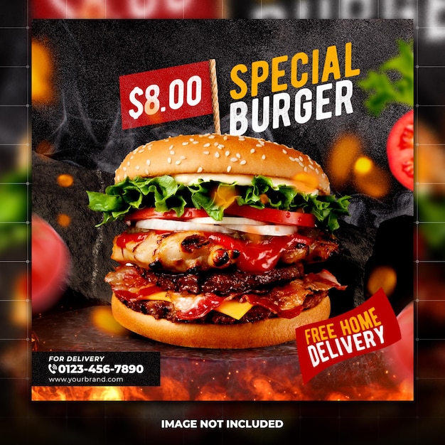 Burger restaurant social media post  web banner