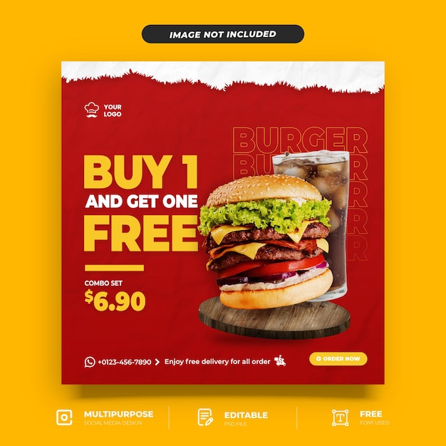 Burger Set Promotion Social Media Template