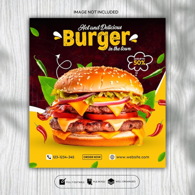 Burger social media banner post template