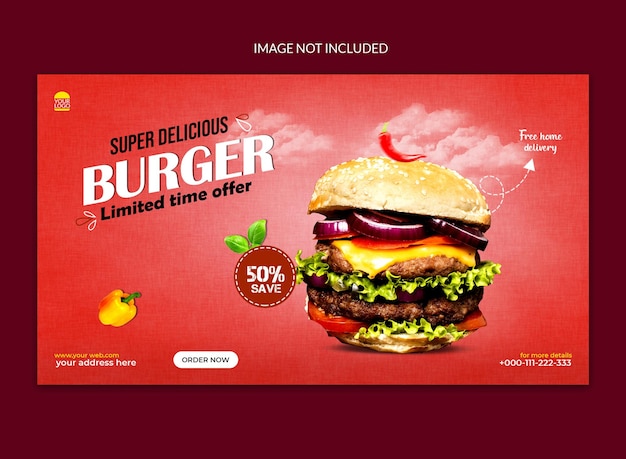 burger social media post banner template design.