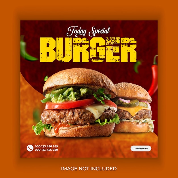 Burger Social Media Post Design PSD