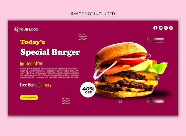 burger social media wed banner template