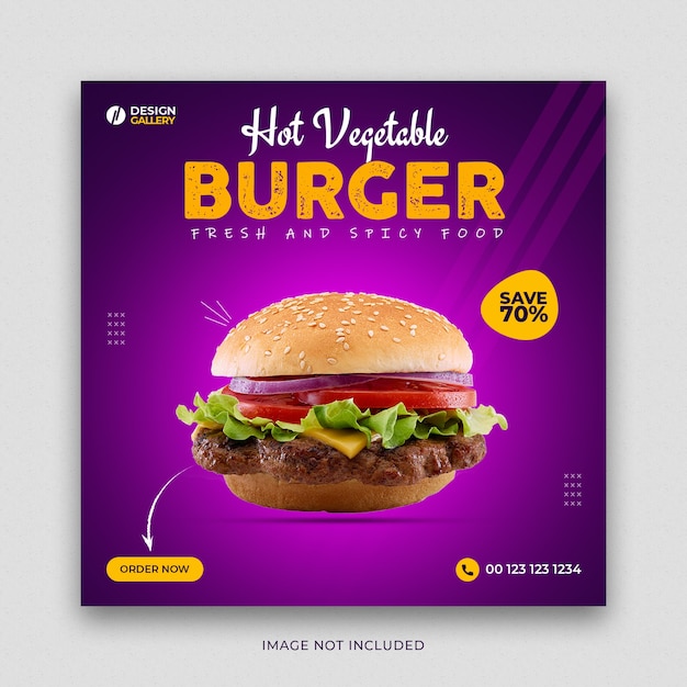 Burger web and social media fast food restaurant banner template