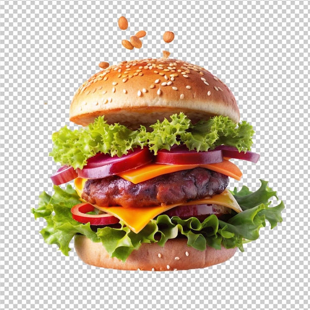 burger with flying elements