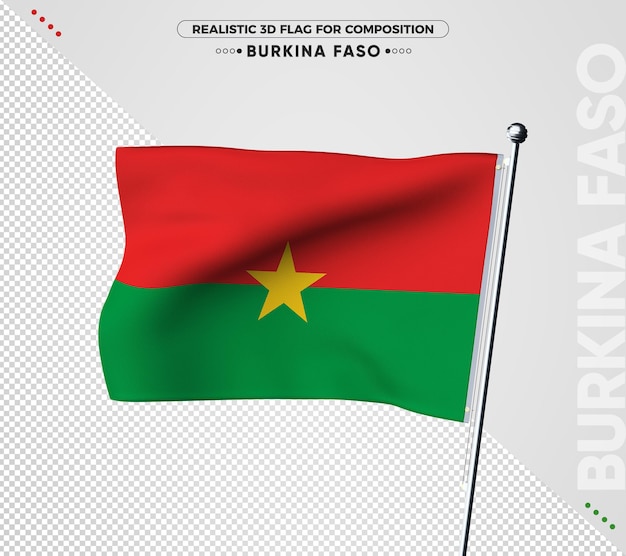 PSD burkina faso 3d flag with realistic texture