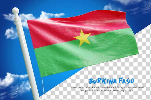 Burkina Faso realistic flag 3d render isolated or 3d Burkina Faso waving flag illustration